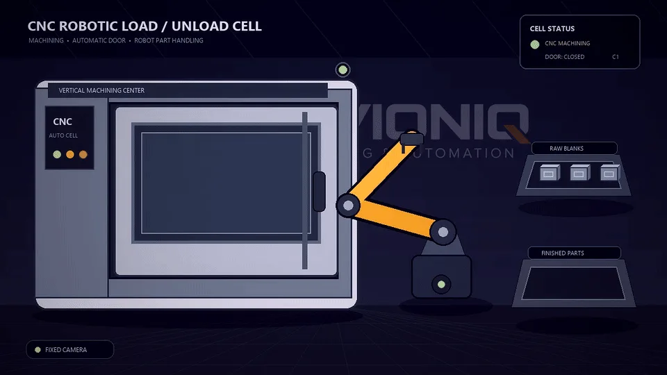 CNC robotic machine tending animation